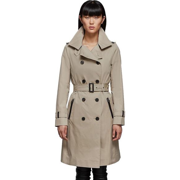 Mackage Felicia Double-Breasted Trench Coat Sand S